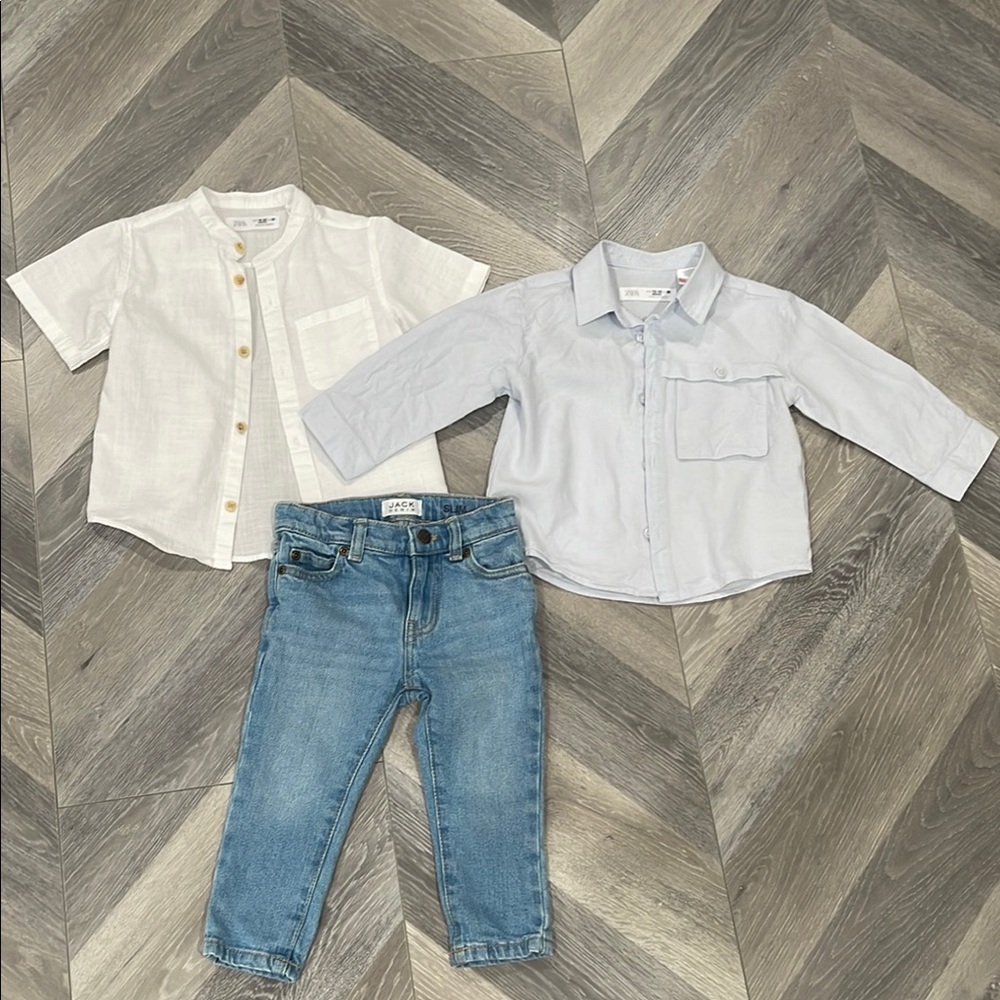 White Matching Sets with Button-Up Style